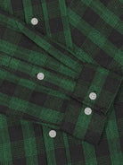 Men's Hooded Plaid Double Pocket Long Sleeve Shirt Eleven Oasis