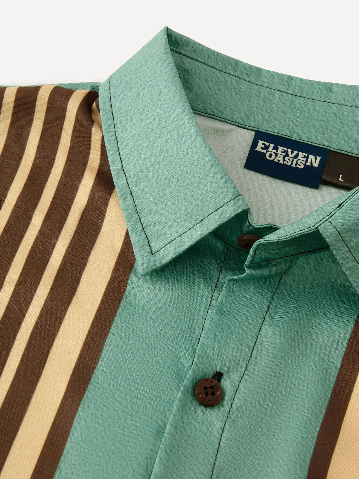 Men's Striped Everyday with Toucan in a Cocktail Glass Short Sleeve Casual Shirt ElevenOasis