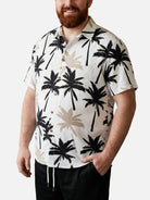 Tall Men's Tropical Palm Print Short Sleeve Shirt Eleven Oasis