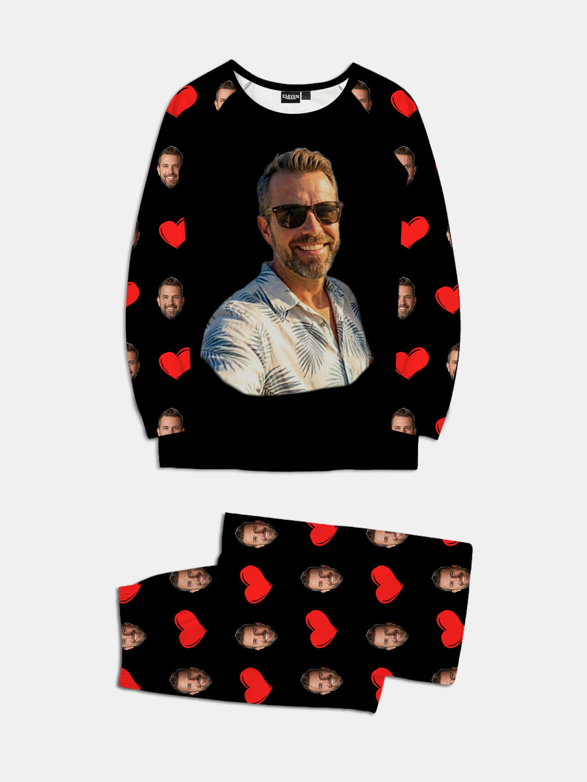 Custom Face & Hearts Print Pajama Set Eleven Oasis