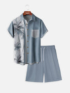 Men's Gray Blue Casual Drawstring Shorts Eleven Oasis