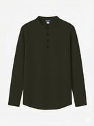 Men's Waffle Knit Henley Long Sleeve Shirt ElevenOasis