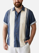 Tall Men's Classic Striped Bowling Style Short Sleeve Shirt ElevenOasis