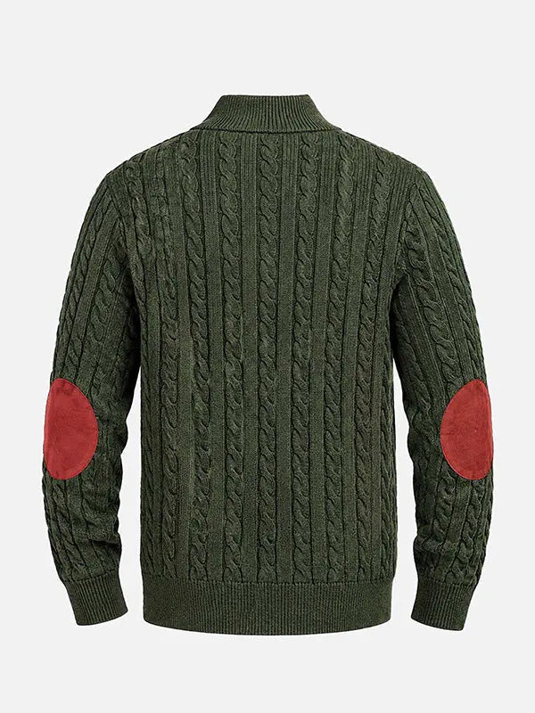 Men's Cable Knit Henley Slim Fit Sweater 