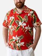 Tall Men's Tropical Orchid Floral Short Sleeve Shirt Eleven Oasis