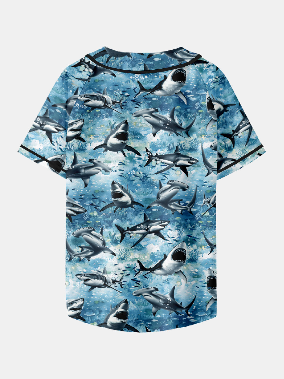 Men's Shark Frenzy Baseball Short Sleeve Jersey Eleven Oasis