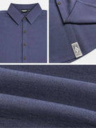 Tall Men's Casual Linen-Feel Printed Solid Color Button Short Sleeve Shirt ElevenOasis