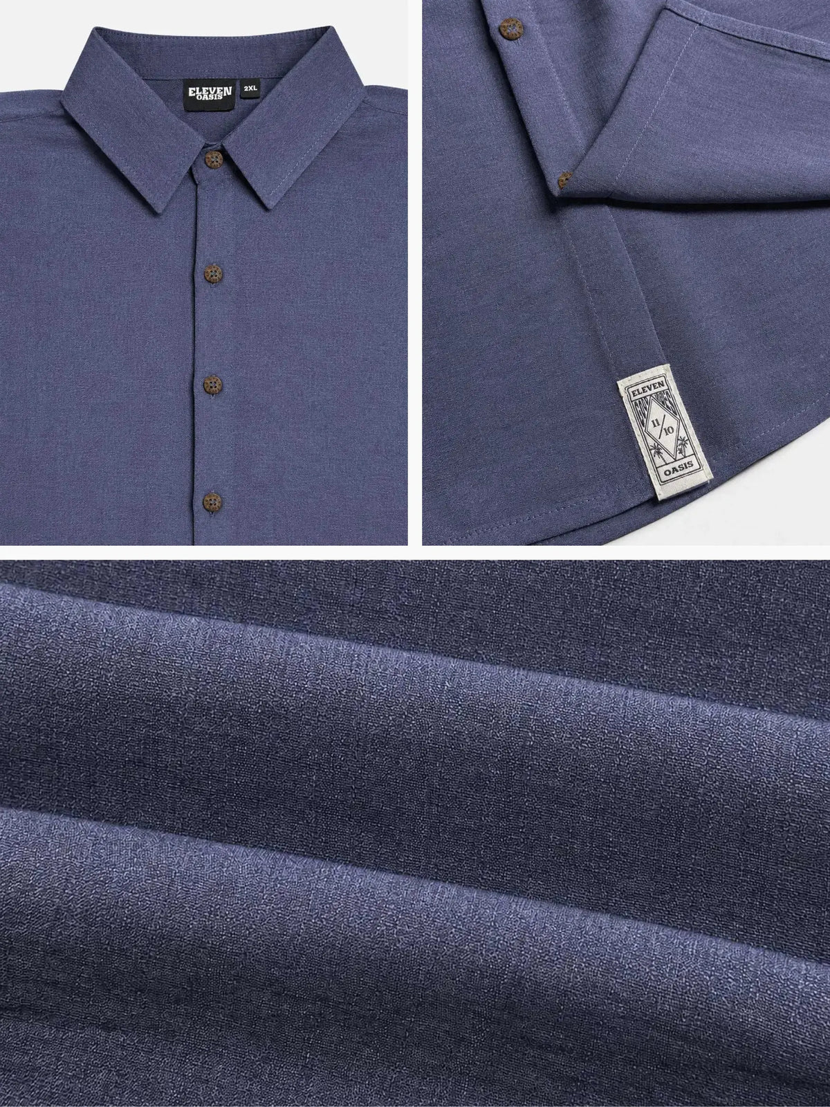 Tall Men's Casual Linen-Feel Printed Solid Color Button Short Sleeve Shirt ElevenOasis