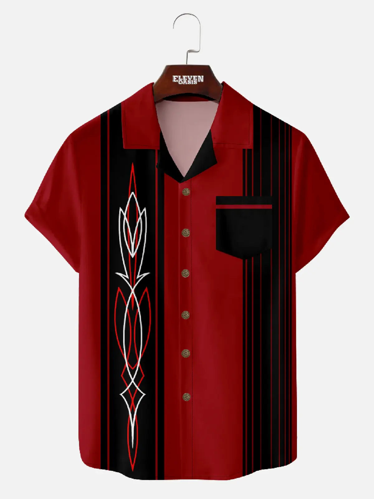 Tall Men's Vintage Hot Rod Pinstripe Short Sleeve Shirt Eleven Oasis