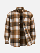 Men's Brushed Cotton Plaid Pocket Long Sleeve Shirt Eleven Oasis