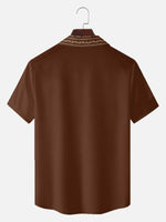 Tall Men's Retro Scroll Stripe Short Sleeve Shirt Eleven Oasis
