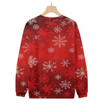 Red Festive Snowflakes Knitted Crewneck Sweatshirt, mens short sleeve shirts?¨º?big and tall mens shirts?¨º?short sleeve shirts for men?¨º?mens 4xl shirts?¨º?casual short sleeve shirts