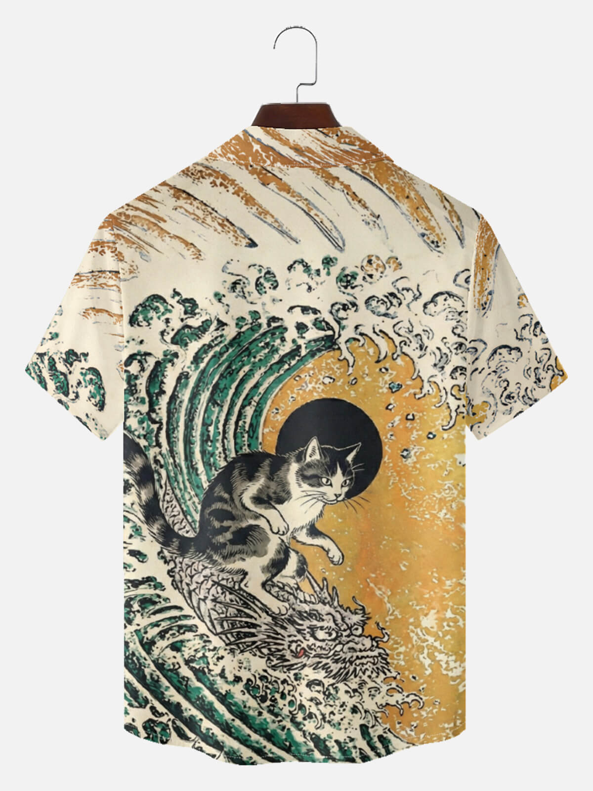 Tall Men's Ukiyo-e Wave Graphic Short Sleeve Shirt Eleven Oasis