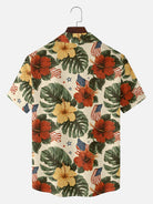 Men's Patriotic Tropical Hibiscus Short Sleeve Shirt Eleven Oasis