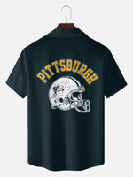 Men's Custom Pittsburgh Football Bowling Short Sleeve Shirt Eleven Oasis