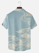 Men's Japanese Tiger & Peony Sky Short Sleeve Shirt Eleven Oasis