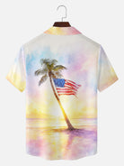 Tall Men's Coastal Americana Palm Short Sleeve Shirt Eleven Oasis