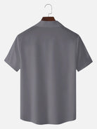 Men's Morandi Color block Panel Stripe Camp Collar Short Sleeve Shirt ElevenOasis