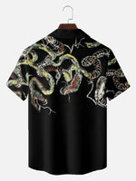 Men's Japanese Snake Skeleton Print Short Sleeve Shirt Eleven Oasis