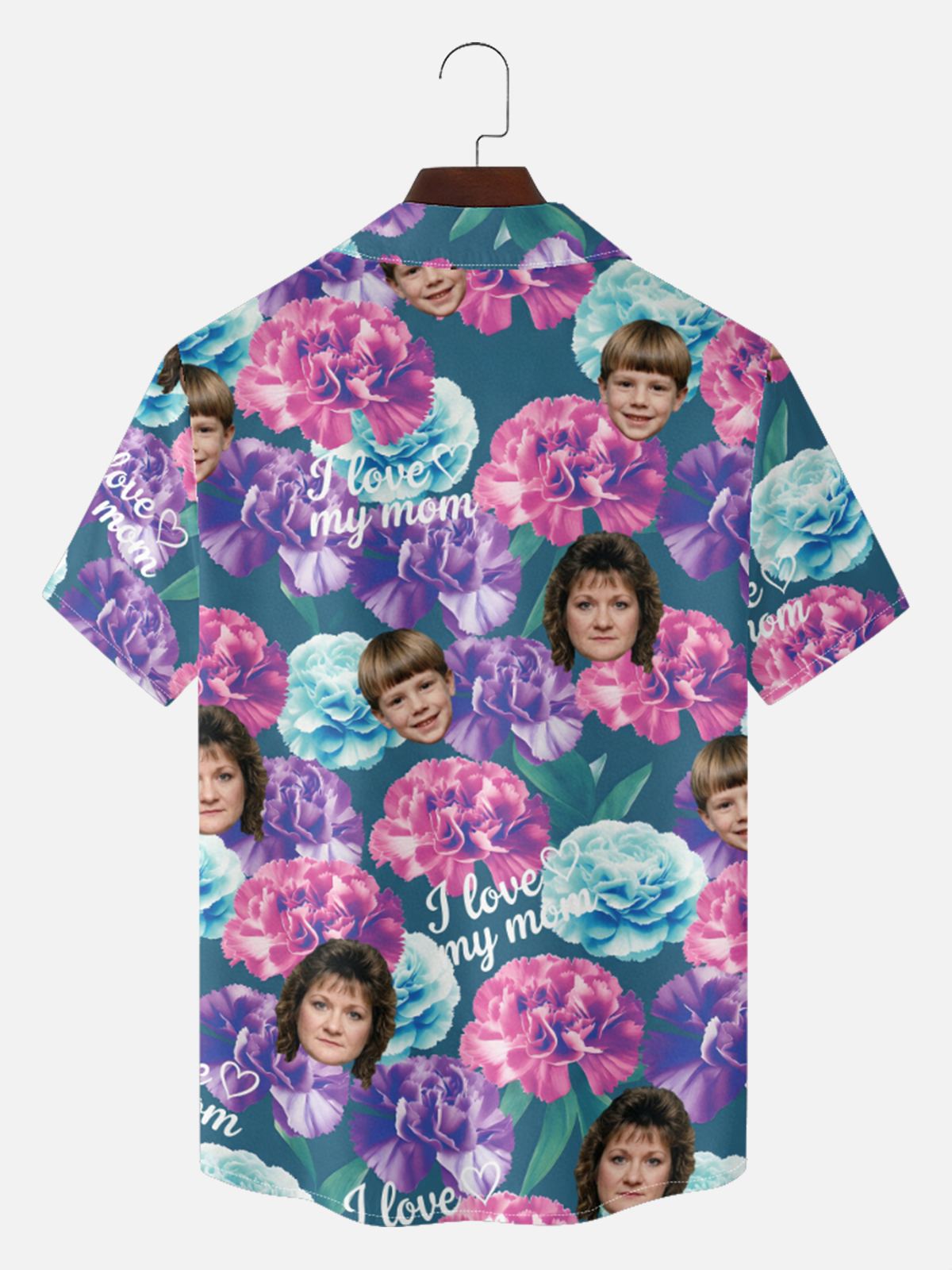 Tall Men's Custom Mom Photo Print Short Sleeve Shirt Eleven Oasis