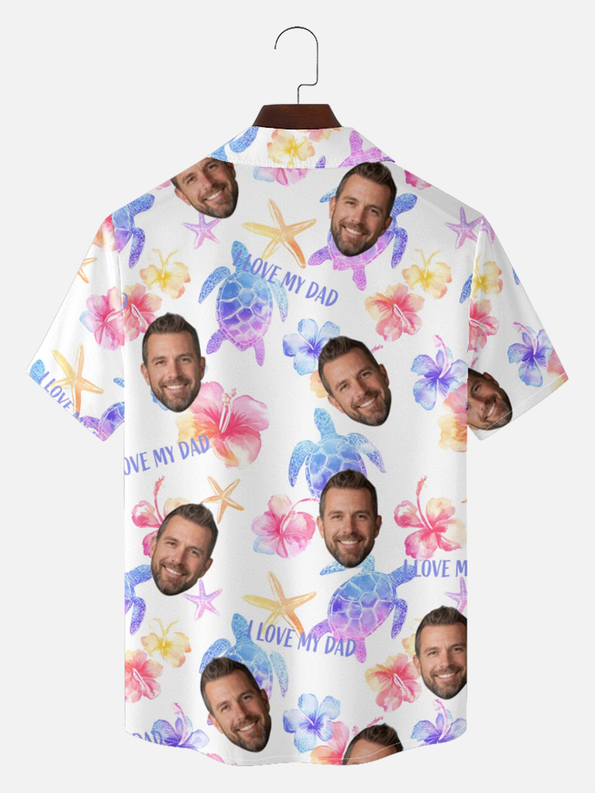 Men's Custom Face "I Love Dad" Hawaiian Short Sleeve Shirt Eleven Oasis
