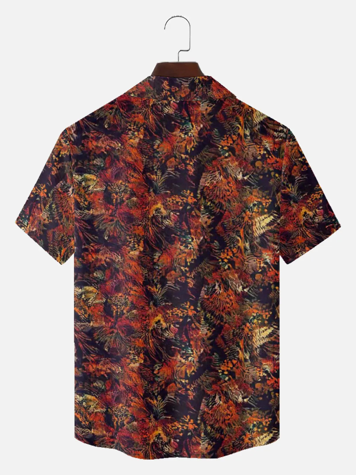Tall Men's Abstract Fall Forest Foliage Short Sleeve Shirt Eleven Oasis