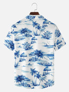 Men's Coastal Island Scene Short Sleeve Shirt Eleven Oasis