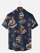 Men's Patriotic Pin-Up Nautical Short Sleeve Shirt Eleven Oasis