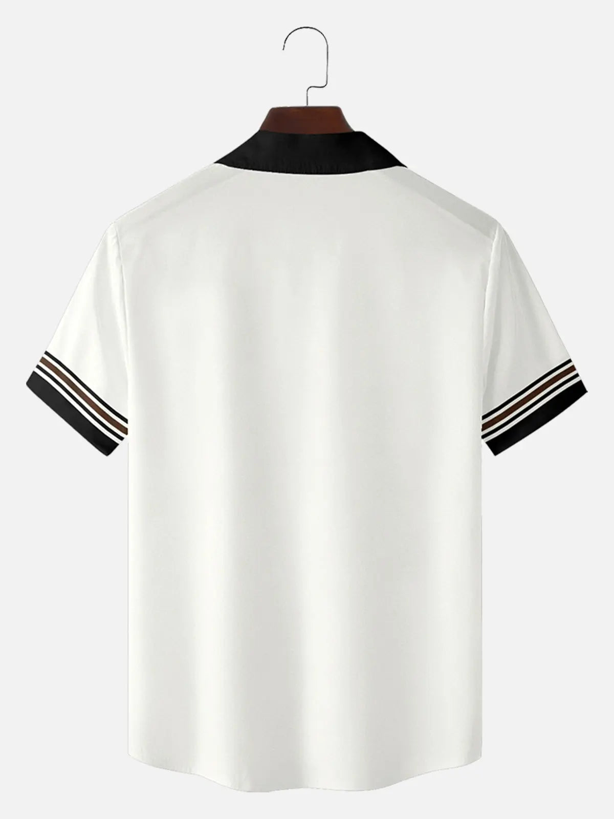 Men's Classic Vertical Stripe Bowling Short Sleeve Shirt ElevenOasis