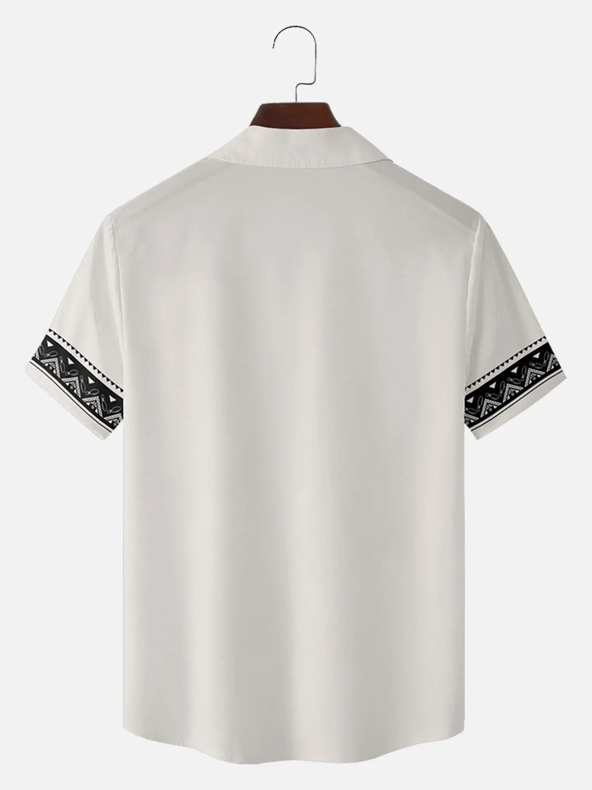 Men's Geometric Border Trim Short Sleeve Shirt ElevenOasis