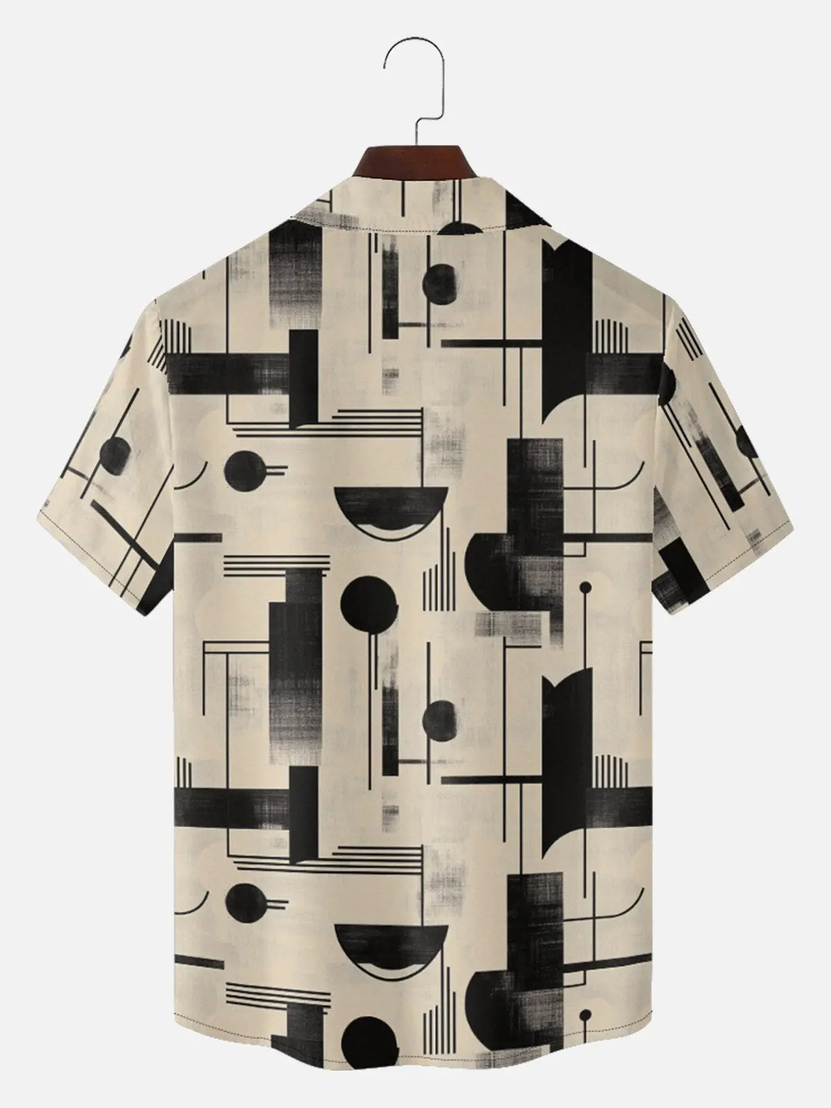 Men's Bauhaus Geometric Pattern Short Sleeve Shirt ElevenOasis