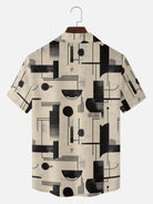 Men's Bauhaus Geometric Pattern Short Sleeve Shirt ElevenOasis