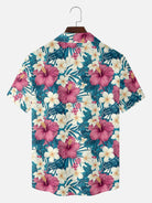 Tall Men's Hibiscus and Plumeria Short Sleeve Shirt Eleven Oasis