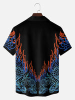 Tall Men's Chinese Dragon Neon Flames Short Sleeve Shirt Eleven Oasis