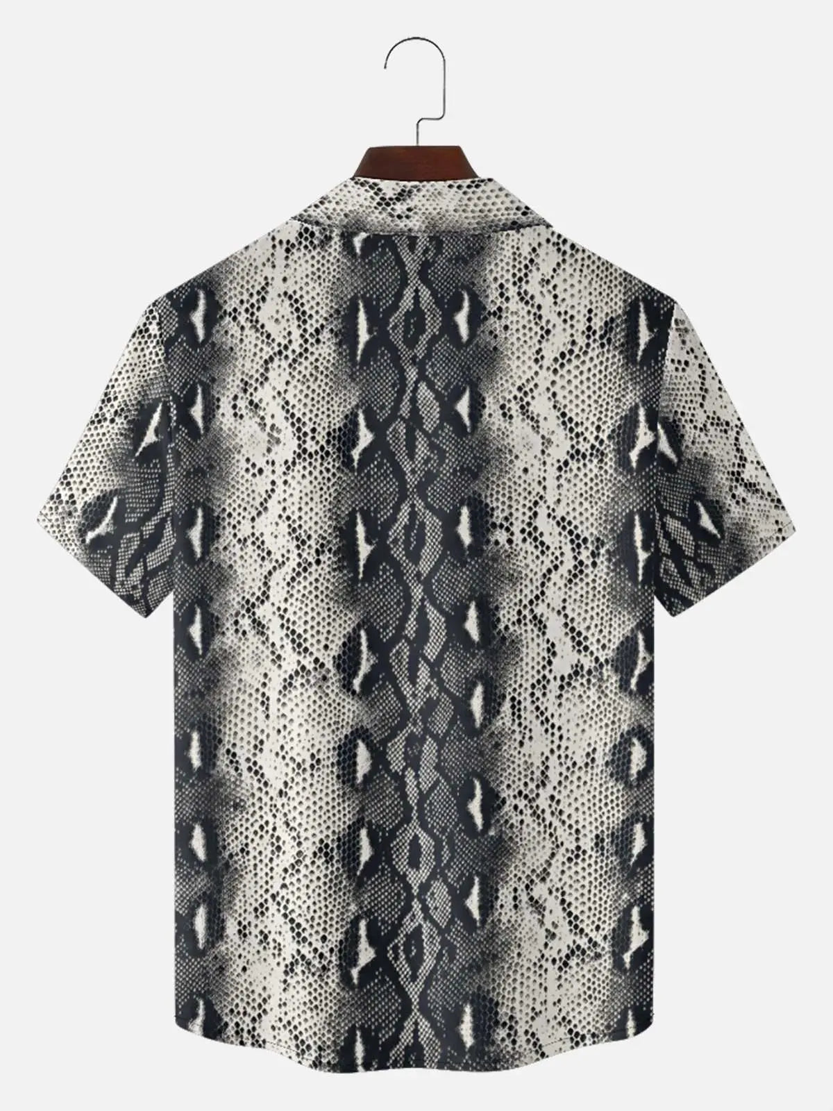 Men's Snakeskin Print Camp Collar Short Sleeve Shirt ElevenOasis