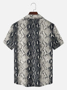 Men's Snakeskin Print Camp Collar Short Sleeve Shirt ElevenOasis