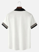 Men's Classic Vertical Stripe Bowling Short Sleeve Shirt ElevenOasis