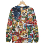 Happiest Christmas Corgis Surrounded by Presents Knitted Sweatshirt, mens short sleeve shirts?¨º?big and tall mens shirts?¨º?short sleeve shirts for men?¨º?mens 4xl shirts?¨º?casual short sleeve shirts