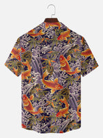 Men's Japanese Koi & Waves Camp Collar Short Sleeve Shirt Eleven Oasis