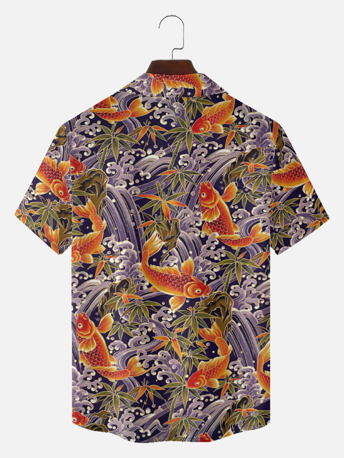 Men's Japanese Koi & Waves Camp Collar Short Sleeve Shirt Eleven Oasis