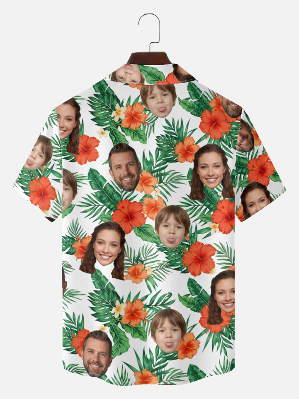 Men's Custom Tropical Face Print Short Sleeve Shirt Eleven Oasis