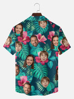 Tall Men's Custom Tropical Face Print Short Sleeve Shirt Eleven Oasis