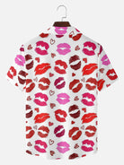 Tall Men's Love Kiss Print Short Sleeve Shirt Eleven Oasis