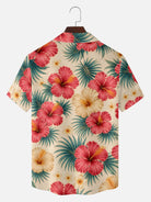 Men's Hibiscus Palm Camp Collar Short Sleeve Shirt ElevenOasis