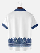 Men's Blue Palm Tile Panel Short Sleeve Shirt ElevenOasis