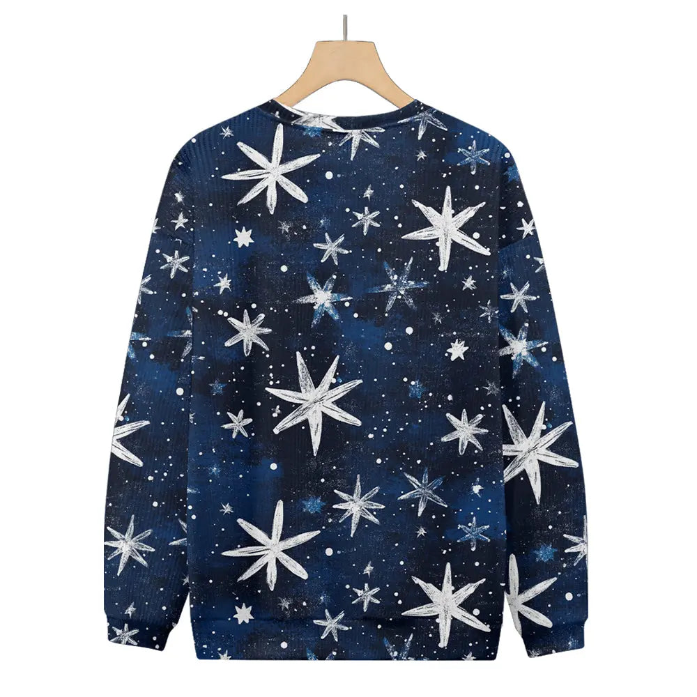 Hand Painted Falling Abstract Snowflakes in the Night Sky Knitted Sweatshirt, mens short sleeve shirts?¨º?big and tall mens shirts?¨º?short sleeve shirts for men?¨º?mens 4xl shirts?¨º?casual short sleeve shirts