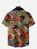 Men's Japanese Tiger & Dragon Battle Short Sleeve Shirt Eleven Oasis