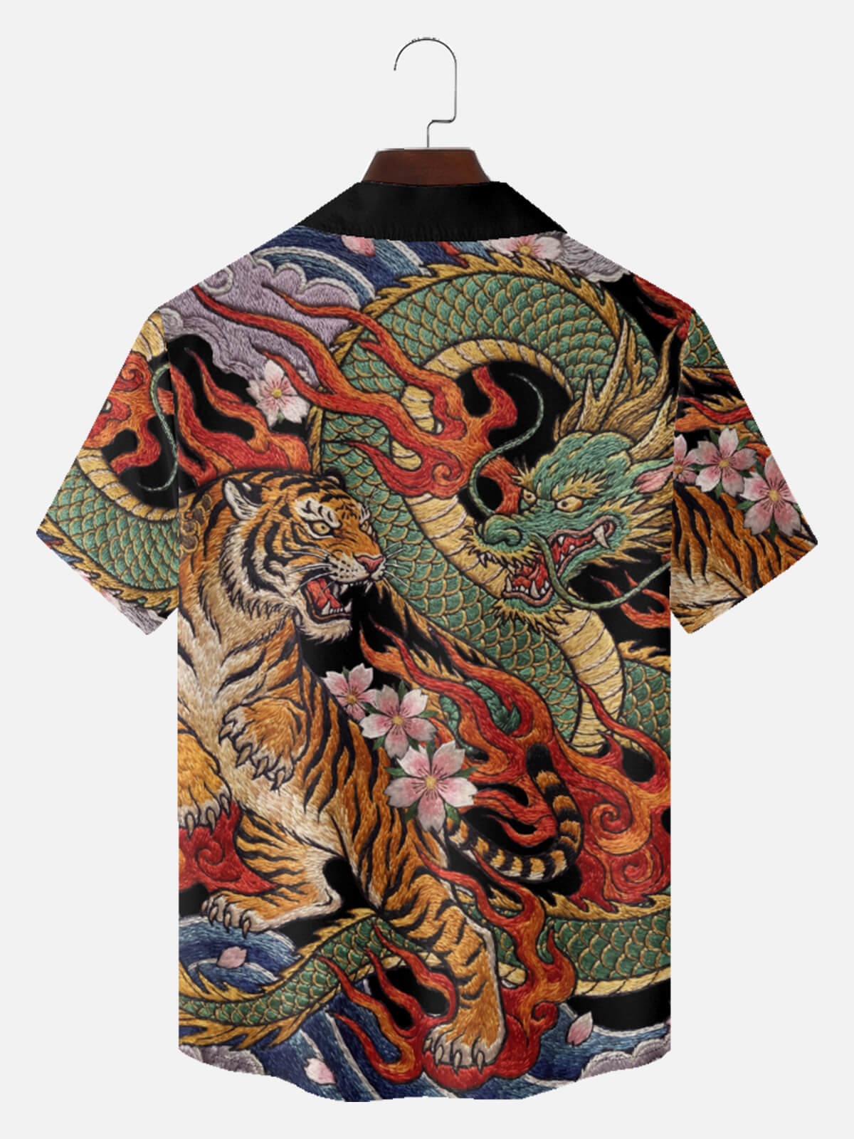 Men's Japanese Tiger & Dragon Battle Short Sleeve Shirt Eleven Oasis