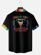 Tall Men's Serape Trim Fiesta Short Sleeve Shirt Eleven Oasis