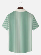 Tall Men's Custom Vintage Stripe Bowling Short Sleeve Shirt Eleven Oasis
